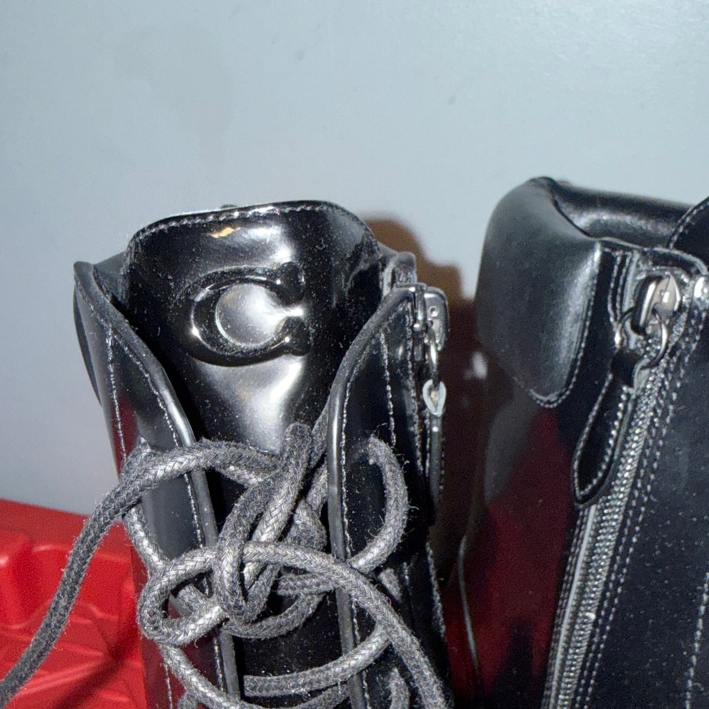 Coach Glossy Black Combat Boots - FLASH SALE! - Picture 2 of 6